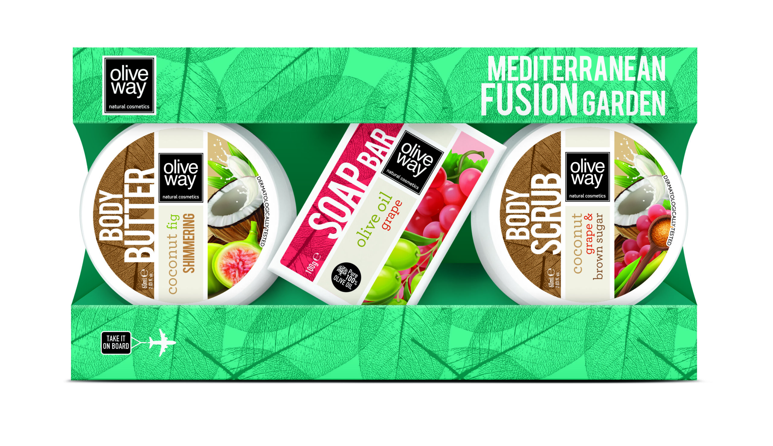 Oliveway geschenkset aus natürlicher Körperbutter, Olivenseife und Körperpeeling