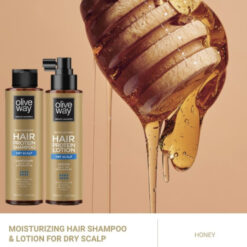 Oliveway combinatie set hydraterende shampoo en lotion tegen droge hoofdhuid en huidirritatie met honing